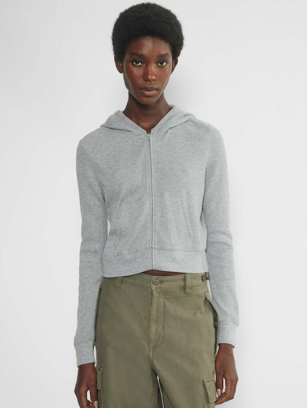 aritzia x Tna waffle zip hoodie Heather Dover Gray